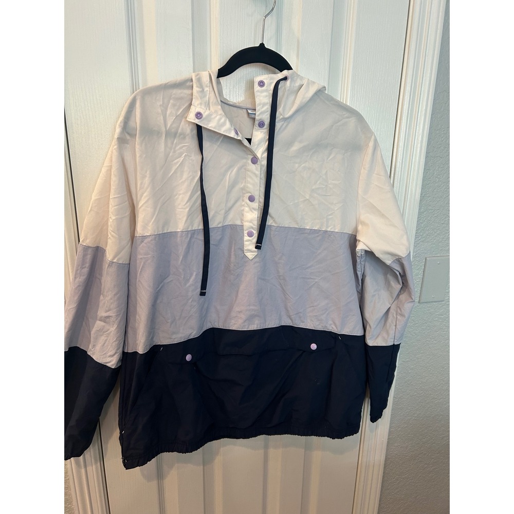 Columbia PFG Windbreaker Multicolor Colorblock Snap Hooded Pullover Jacket L
